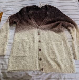Brown and Cream Fuzzy Cardigan by Melissa McCarthy large